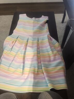 Bonnie Jean Pastel Striped Sleeveless Dress - Pink Blue Yellow Green Purple